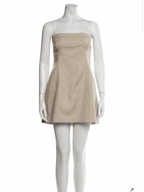 Strapless Linen Beige Mini Dress with Tags